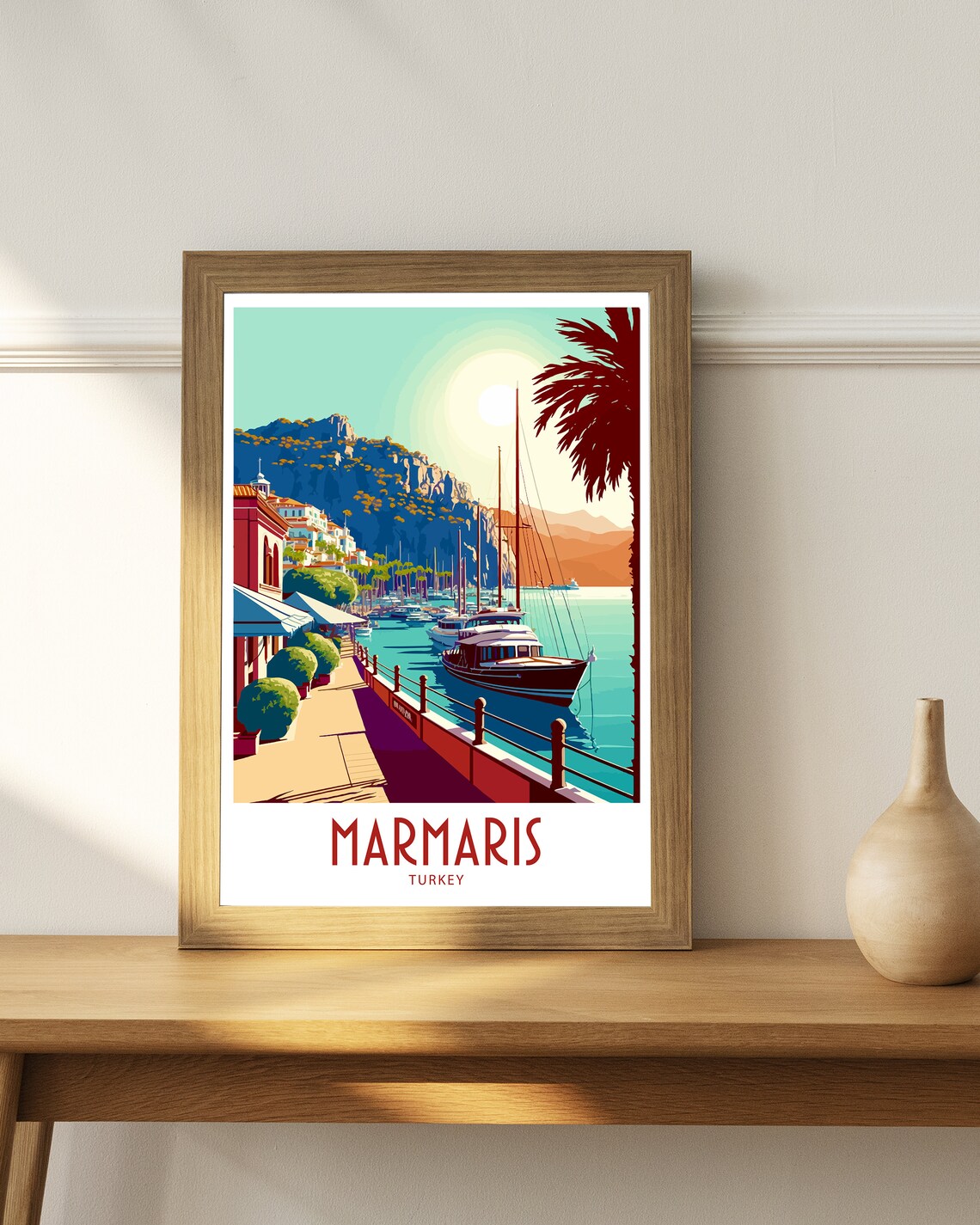 Marmaris Turkey Harbour Promenade Yachts Vintage Travel Poster - Image 4