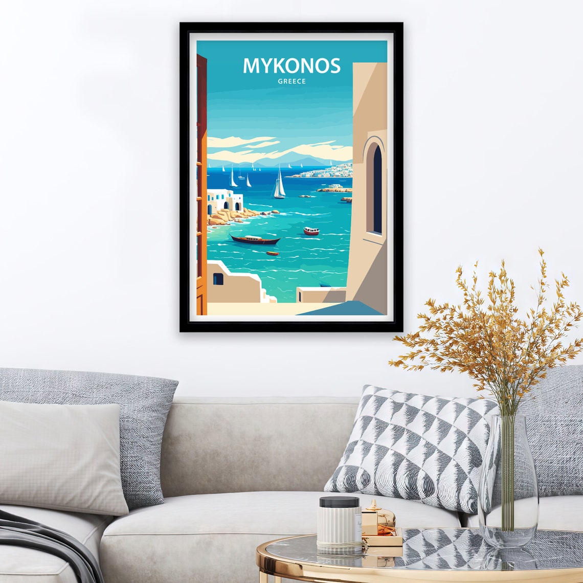 Mykonos Art Print Mykonos Print Greece Print Mykonos Wall Art Mykonos Poster Travel Poster Mykonos Travel Print Greece Art Print - Image 2
