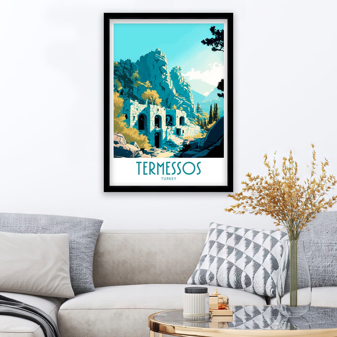Termessos Turkey Mountain Ruins Theatre Vintage Travel Poster - Image 3