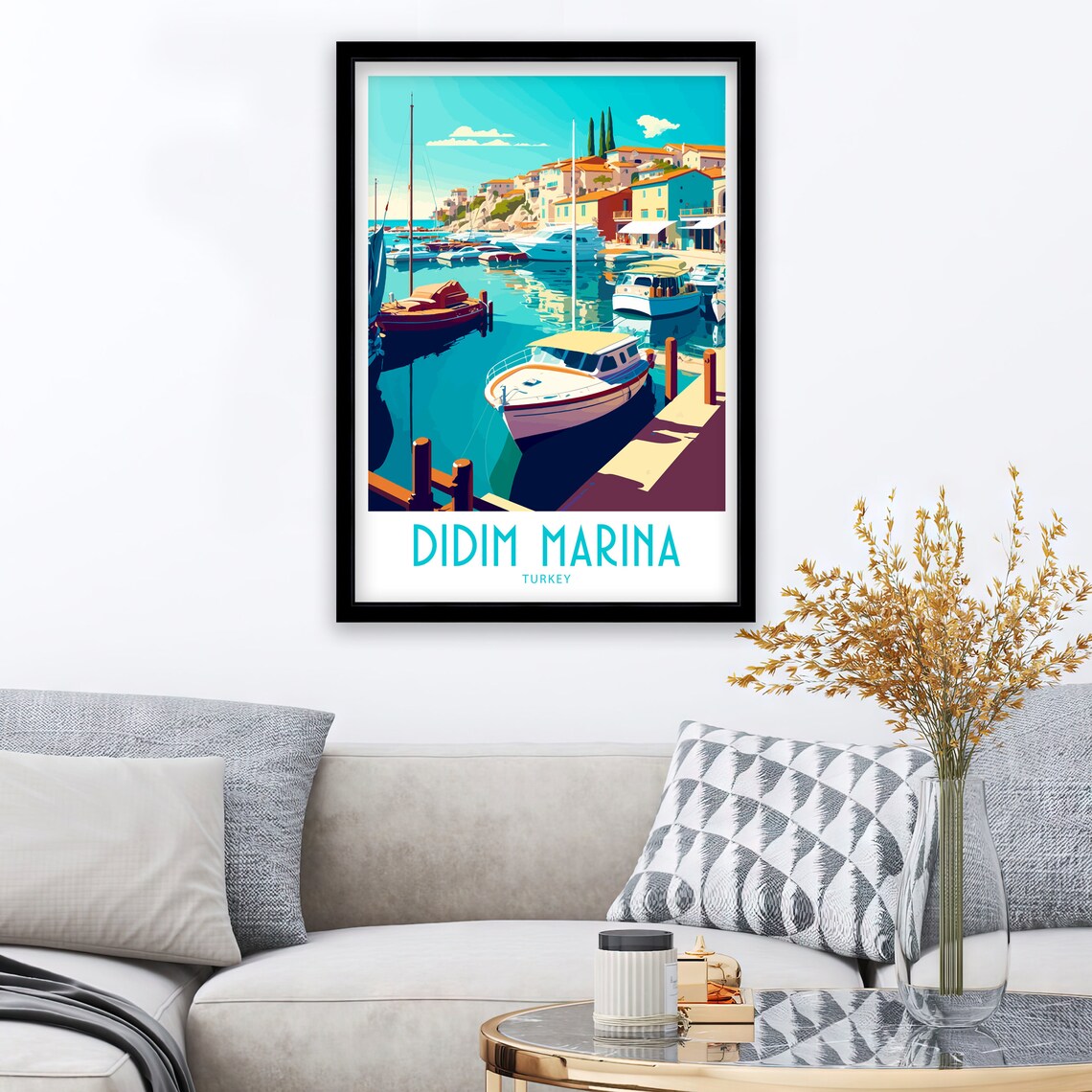 Didim Marina Turkey Boats Harbour View Vintage Travel Poster - Image 3