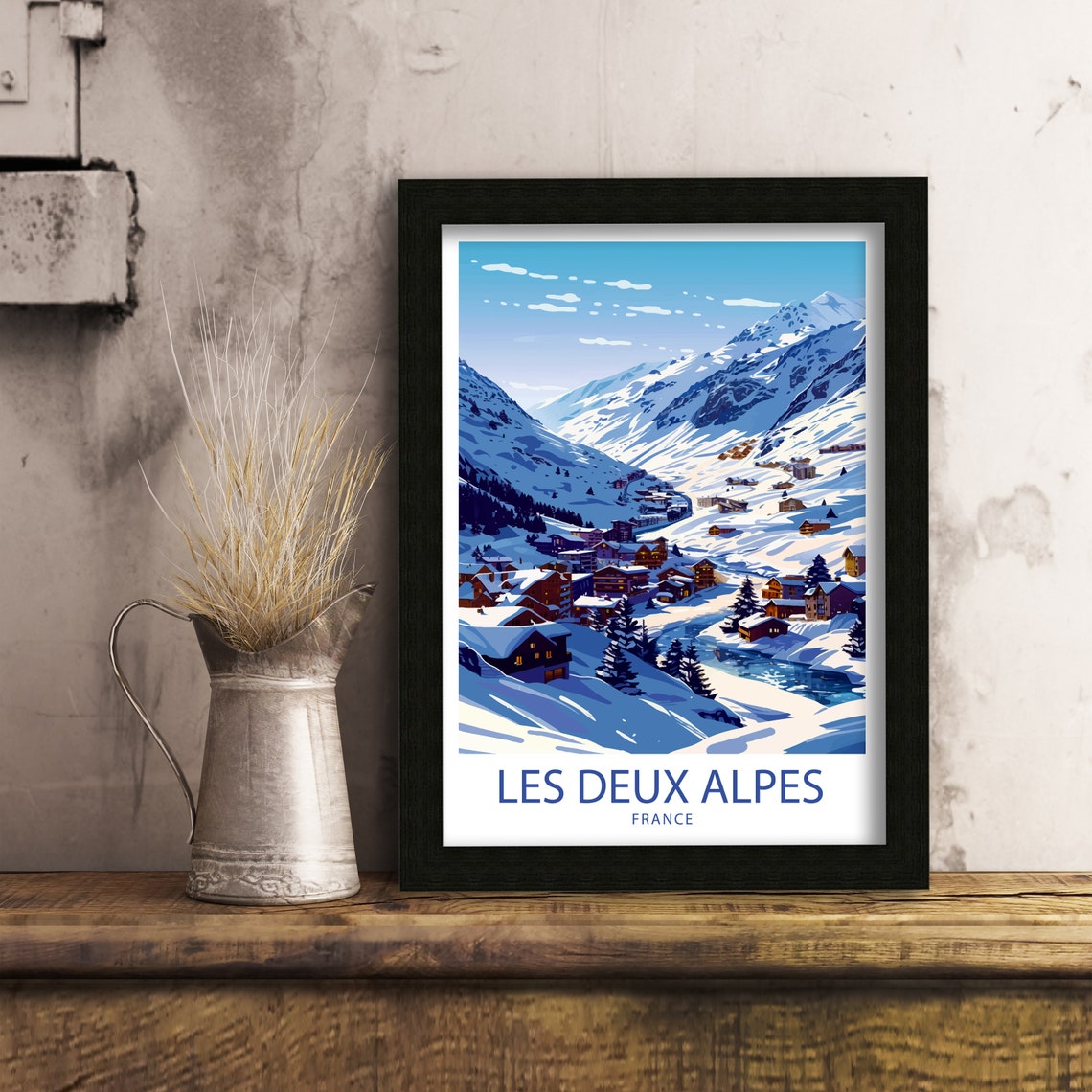 Les Deux Alpes Travel Print Les Deux Alpes Wall Decor France Les Deux Alpes Art Les Deux Alpes Wall Art France Poster Gift For Ski Lovers - Image 4