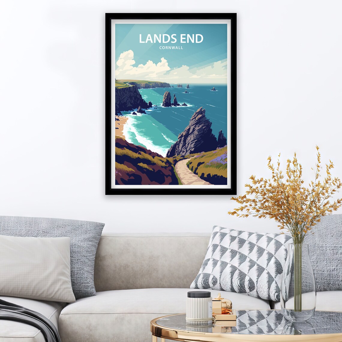Lands End Cornwall Travel Poster, Wall Art Print - Image 2