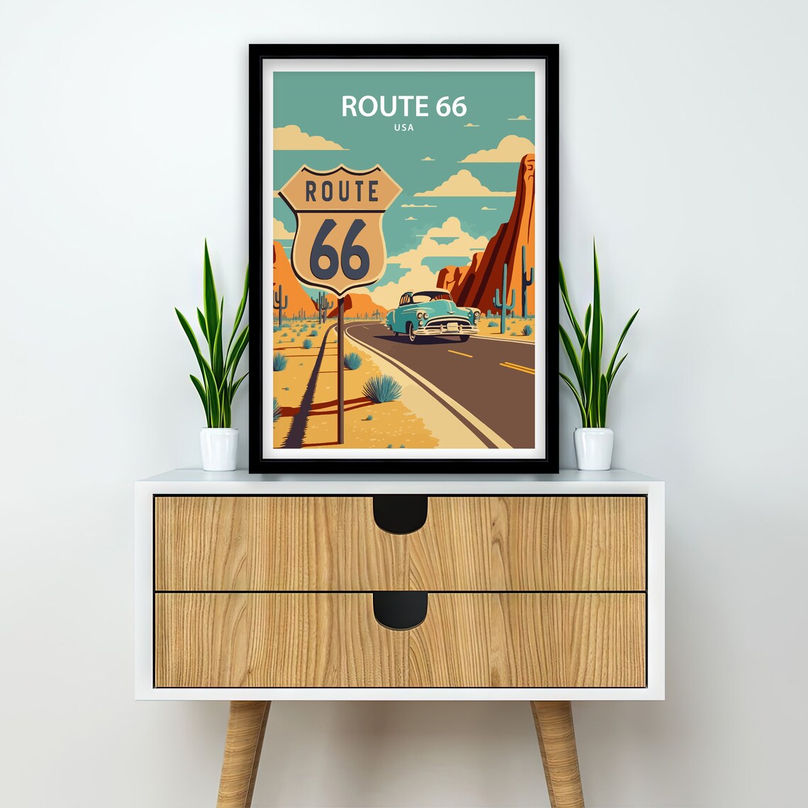 Route 66 Travel Poster, Classic Road Trip Decor - Image 2