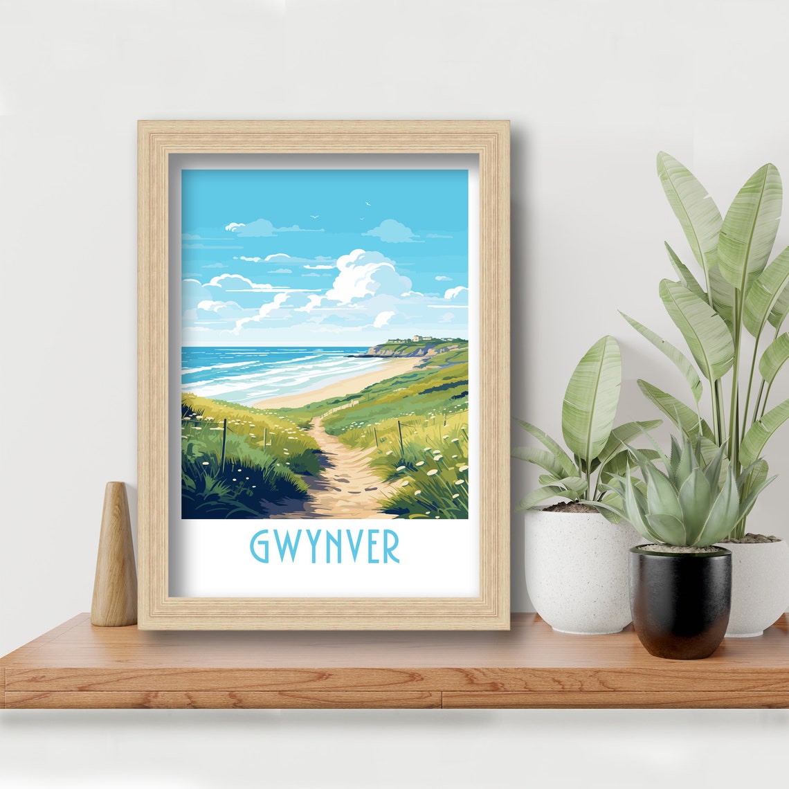 Gwynver Cornwall Coastal Dune Path Beach Retro Travel Poster - Image 6