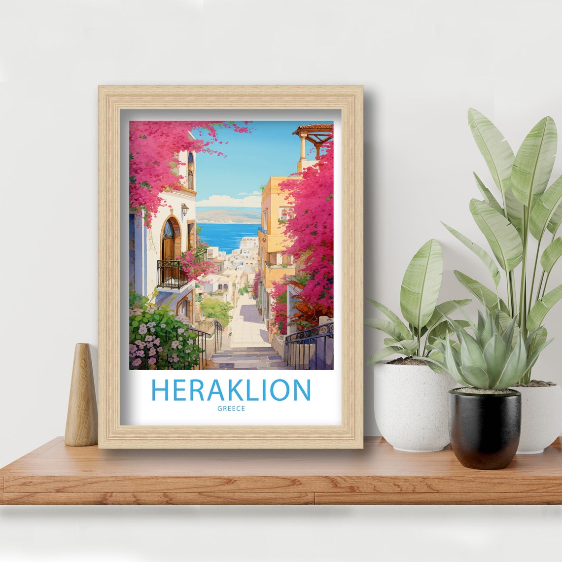 Heraklion Greece Bougainvillea Steps Sea View Retro Travel Poster - Image 6