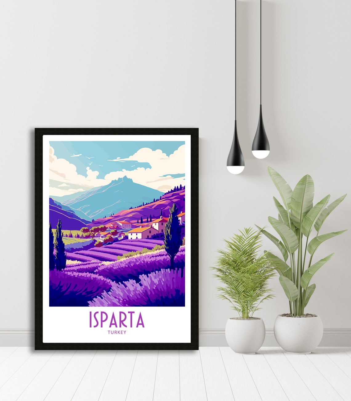 Isparta Turkey Lavender Fields in Bloom Vintage Travel Poster - Image 5