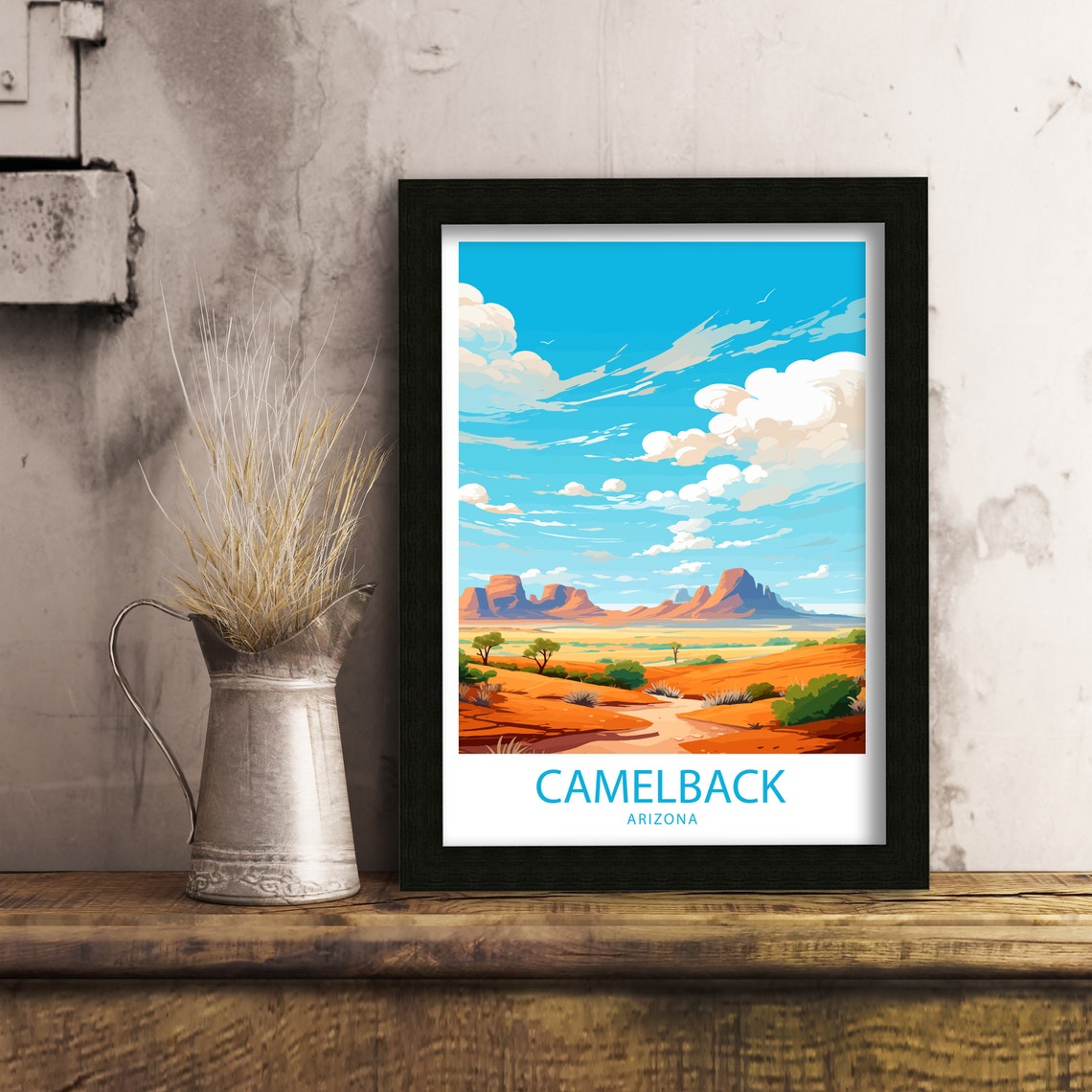 Camelback Arizona Red Rock Desert Peaks Under Bright Blue Sky Poster - Image 6