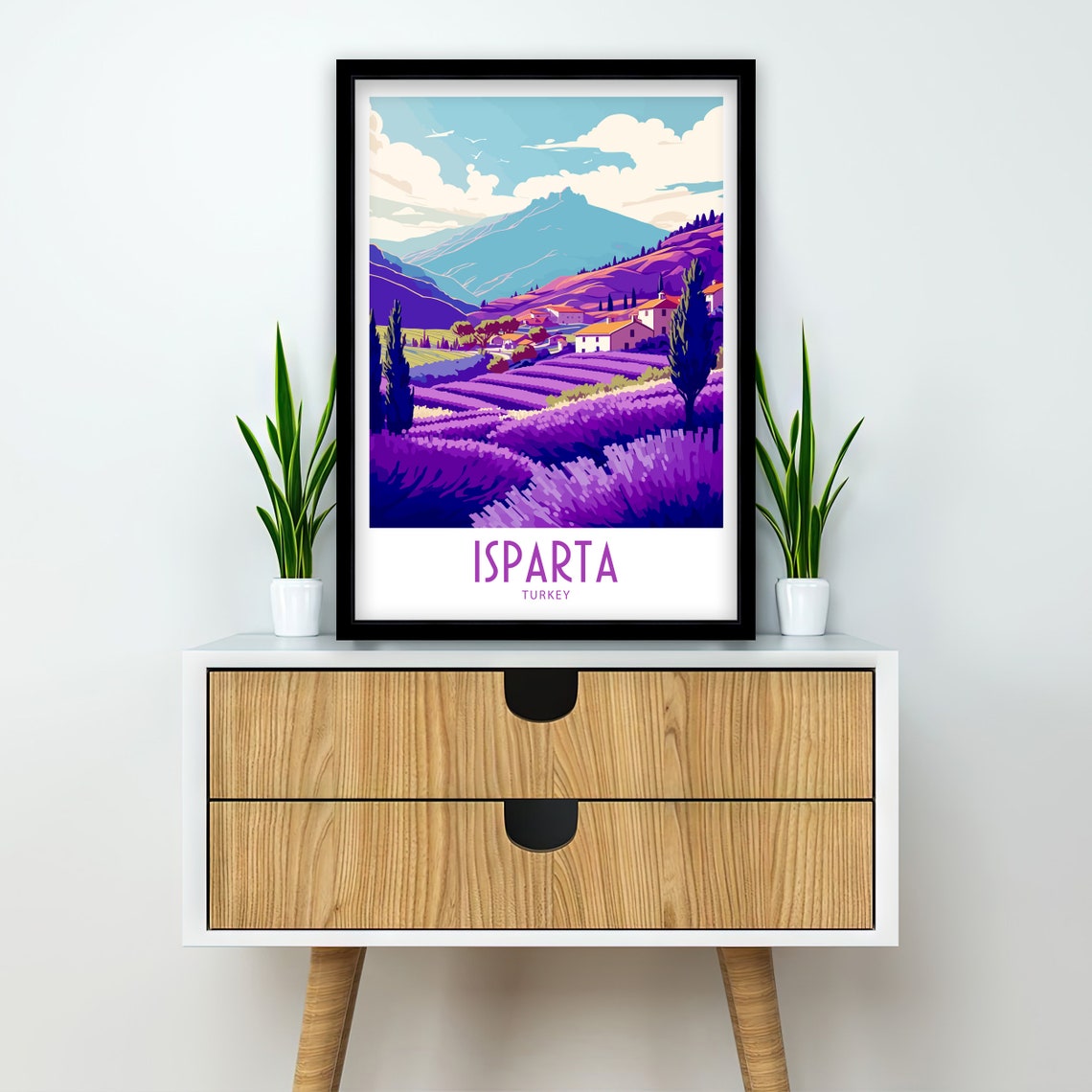 Isparta Turkey Lavender Fields in Bloom Vintage Travel Poster - Image 2