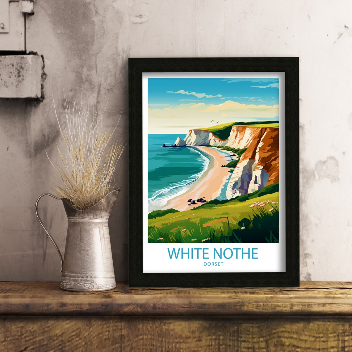 White Nothe Dorset Chalk Cliffs Secluded Beach Cove Travel Poster - Image 6