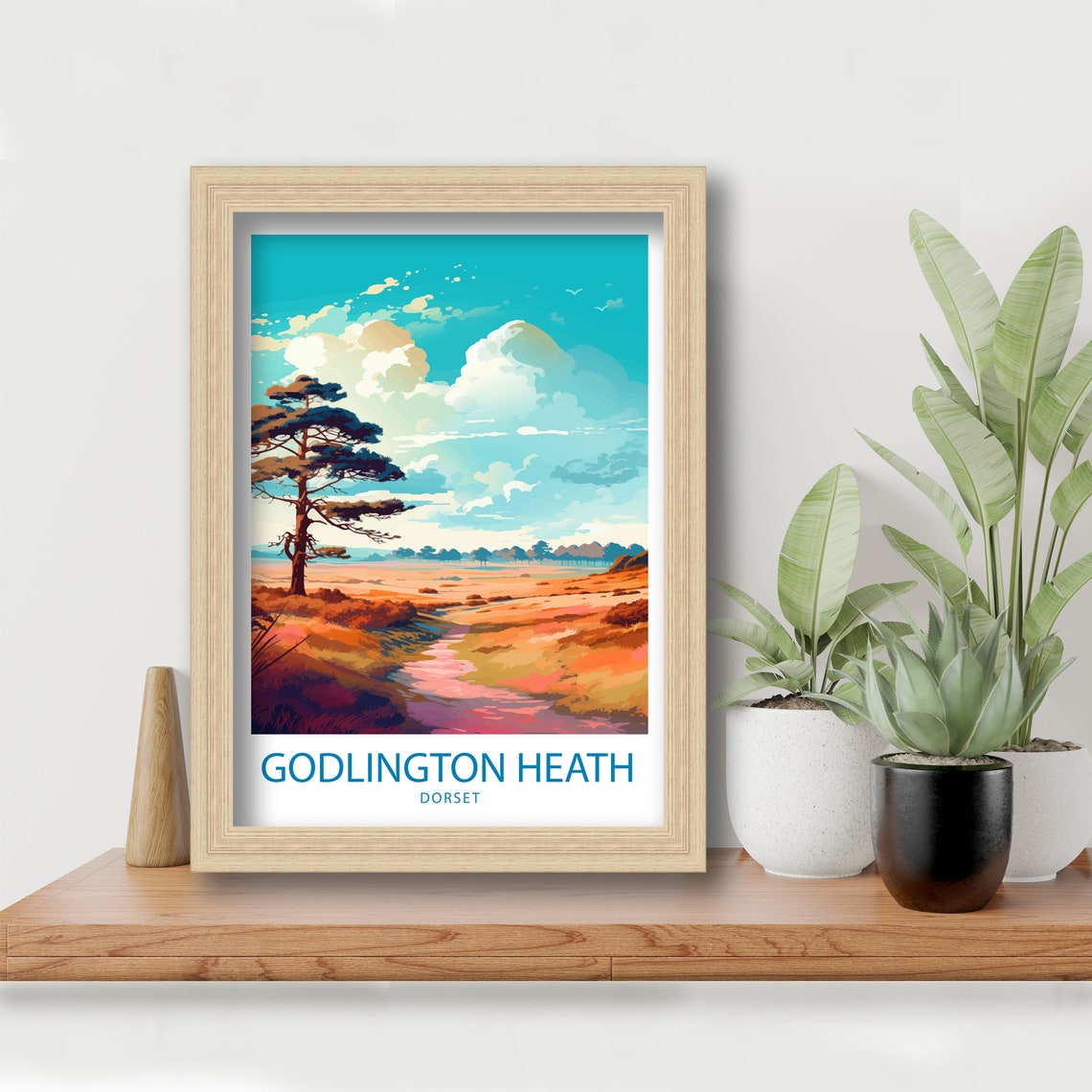 Godlingston Heath Dorset Pine Tree Sunset Heathland Trail Poster - Image 5