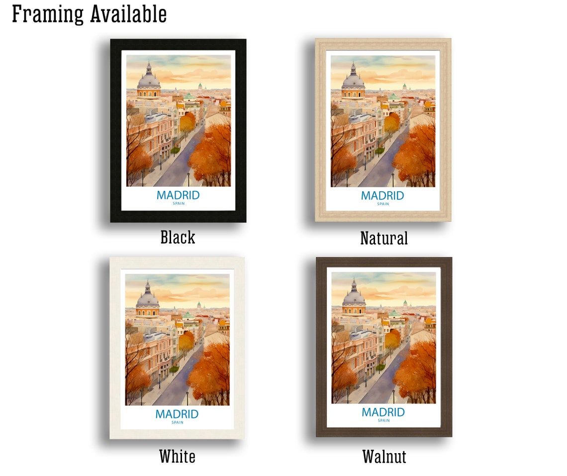 Madrid Spain Rooftops and Dome at Sunset City View Art Poster - Image 4