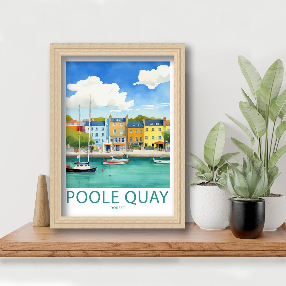 Poole Quay Dorset Harbour Boats Waterfront Illustrated Travel Poster - Image 5