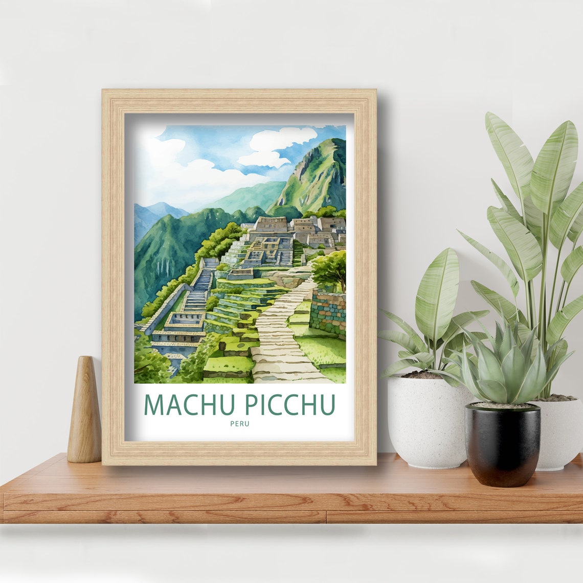 Machu Picchu Peru Stone Terraces Watercolor Illustrated Travel Poster - Image 6