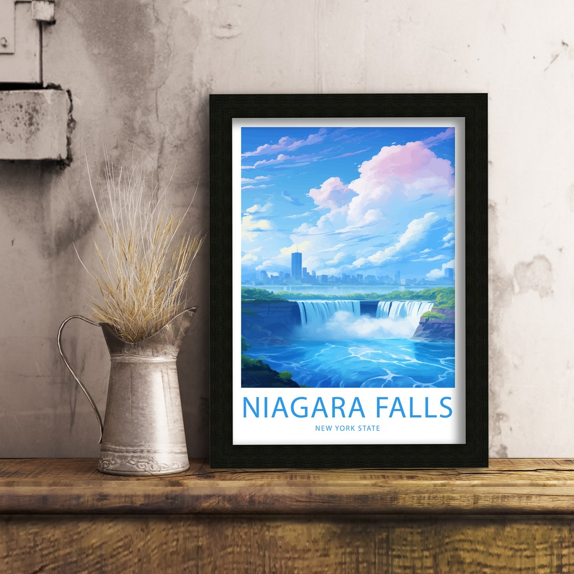 Niagara Falls New York State Falls City Skyline Illustrated Poster - Image 6