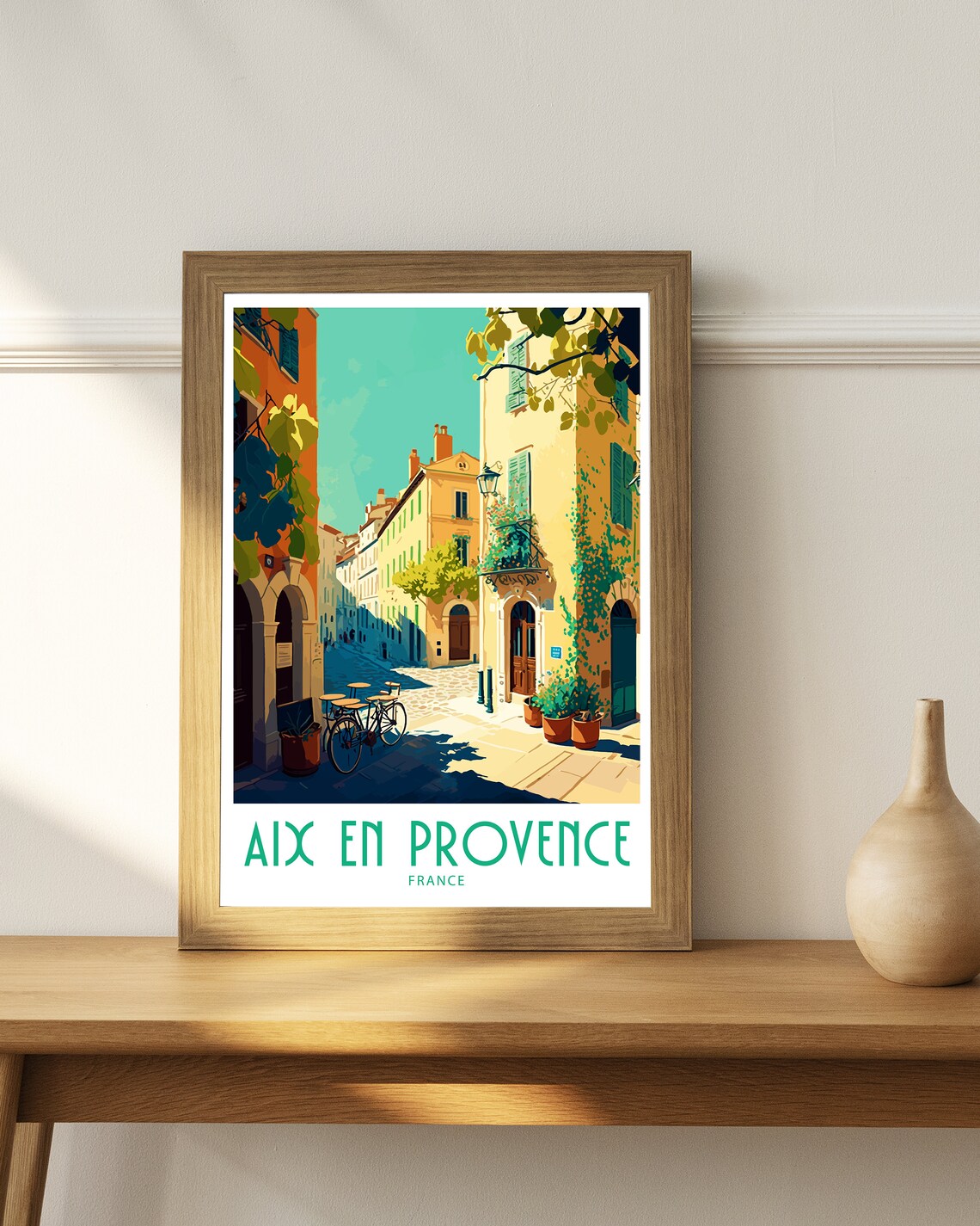 Aix En Provence France Old Town Street Bicycle Vintage Travel Poster - Image 5
