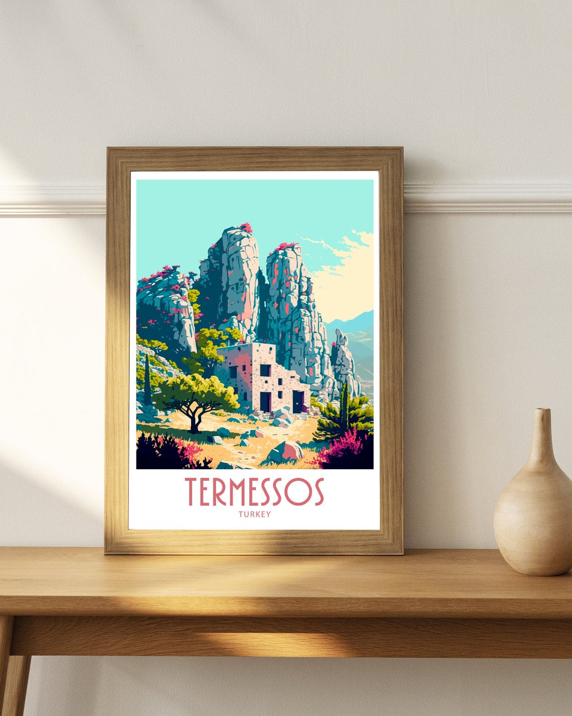 Termessos Turkey Rocky Peak Ruins Cliffs Vintage Travel Poster - Image 4