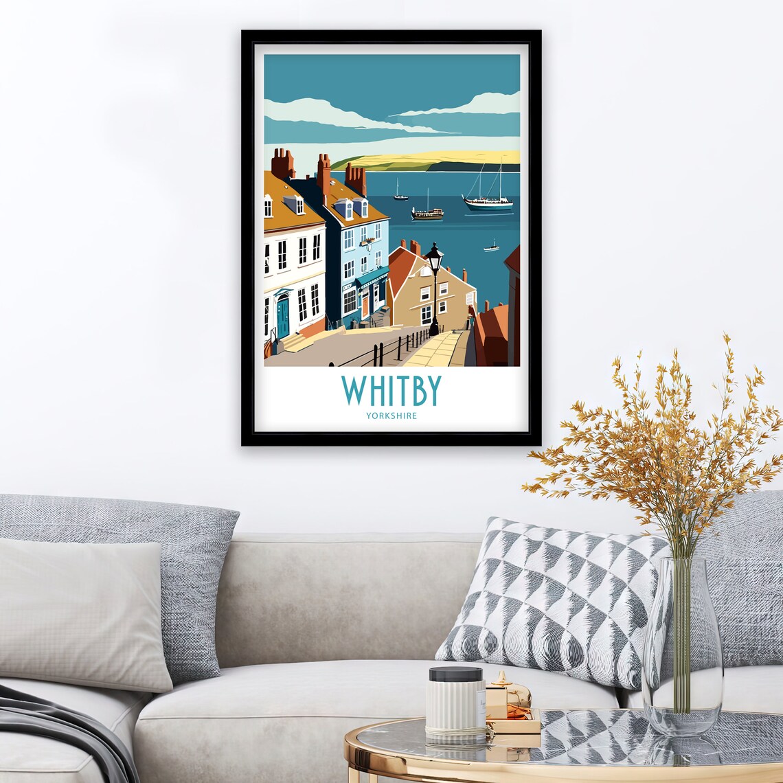 Whitby Travel Poster, Yorkshire Cityscape - Image 3