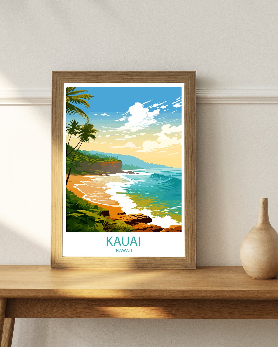 Kauai Travel Print Kauai Wall Decor Hawaii Kauai Art Kauai Wall Art Hawaii Poster Gift For Tropical Paradise Lovers Kauai Travel Poster Art - Image 3