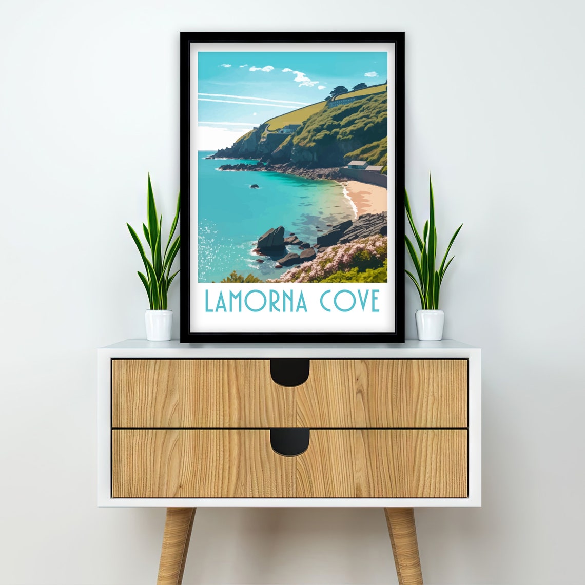 Lamorna Cove Cornwall Turquoise Bay Rocky Cliffs Seaside Art Poster - Image 2