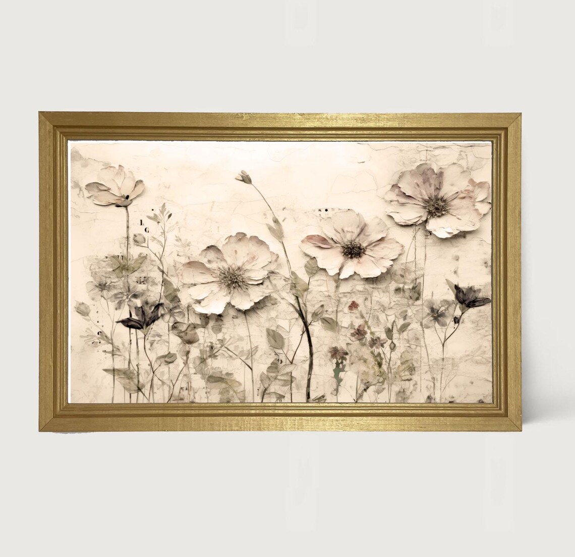 Monochrome Flowers Botanical Art Print, Kitchen Decor