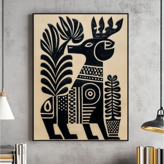 Traditional Mexican Folk Poster, Vintage Culture Art Print