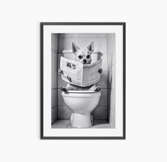 Dog Print Photography Prints Funny Poster Nursery Bathroom Black And White Wall Art Museum Quality