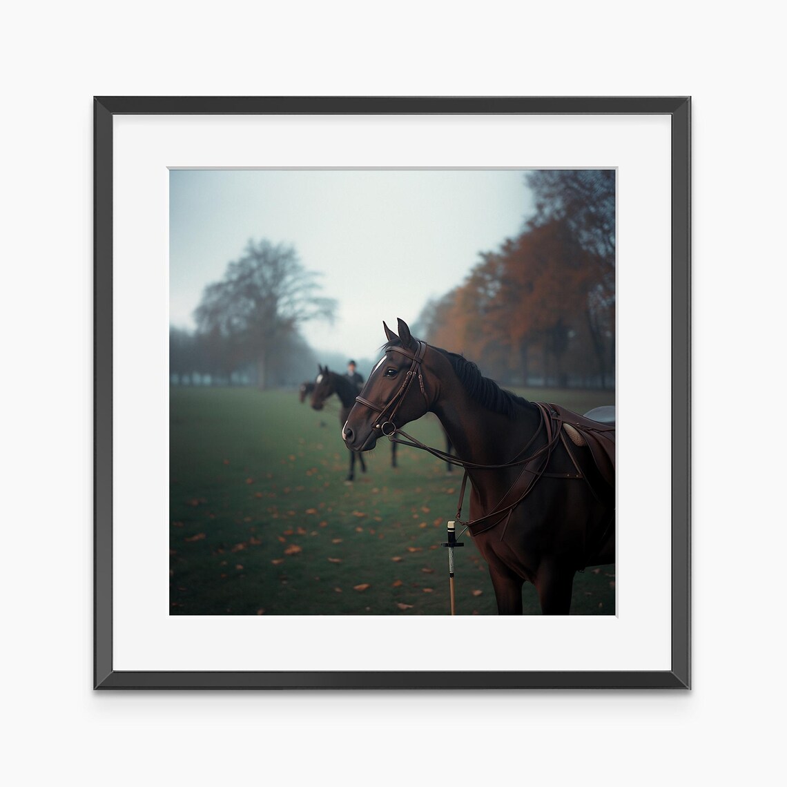 Equestrian Horse Misty Autumn Field Fine Art Photography Poster