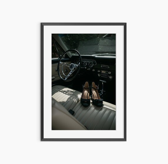 Vintage Car Interior High Heel Shoes Fashion Photography Print