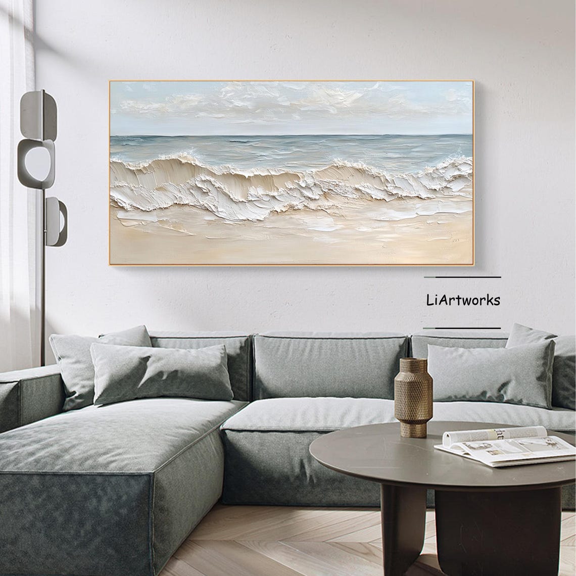 Muted Beige Ocean Wave Swell in Minimal Textured Seascape Poster - Image 3