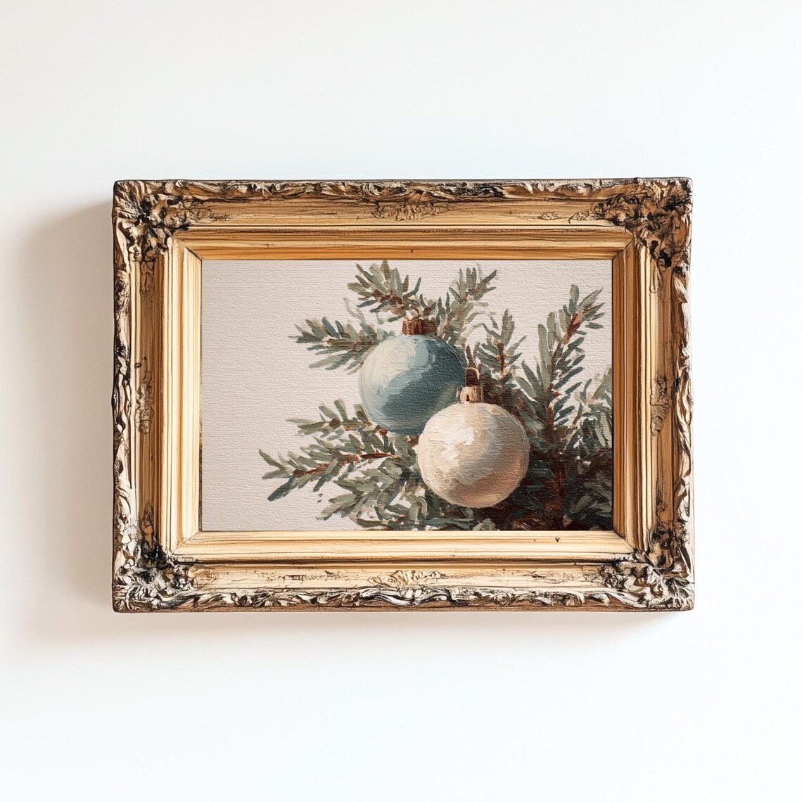 Evergreen Branch Christmas Ornament, Minimalist Holiday Decor