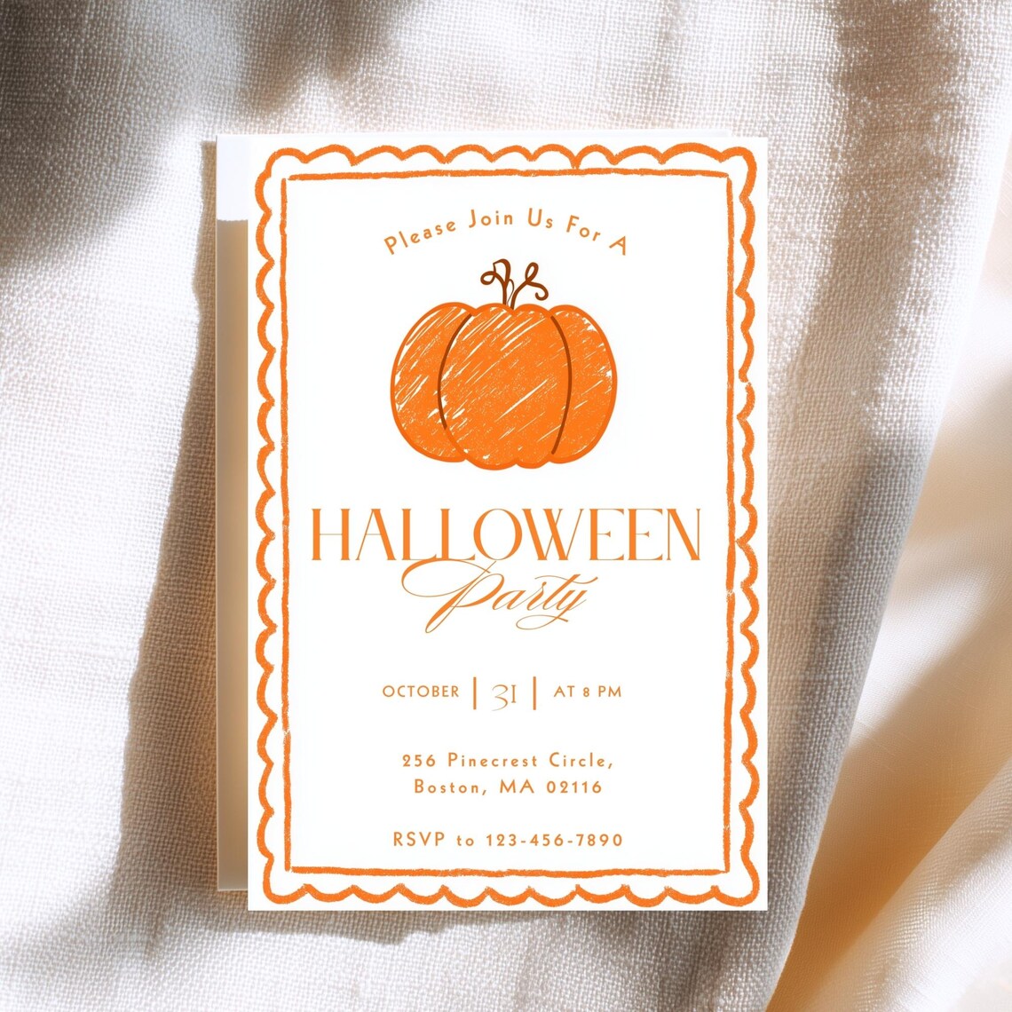 Editable Halloween Party Invitation Pumpkin Costume Bash Canva Template