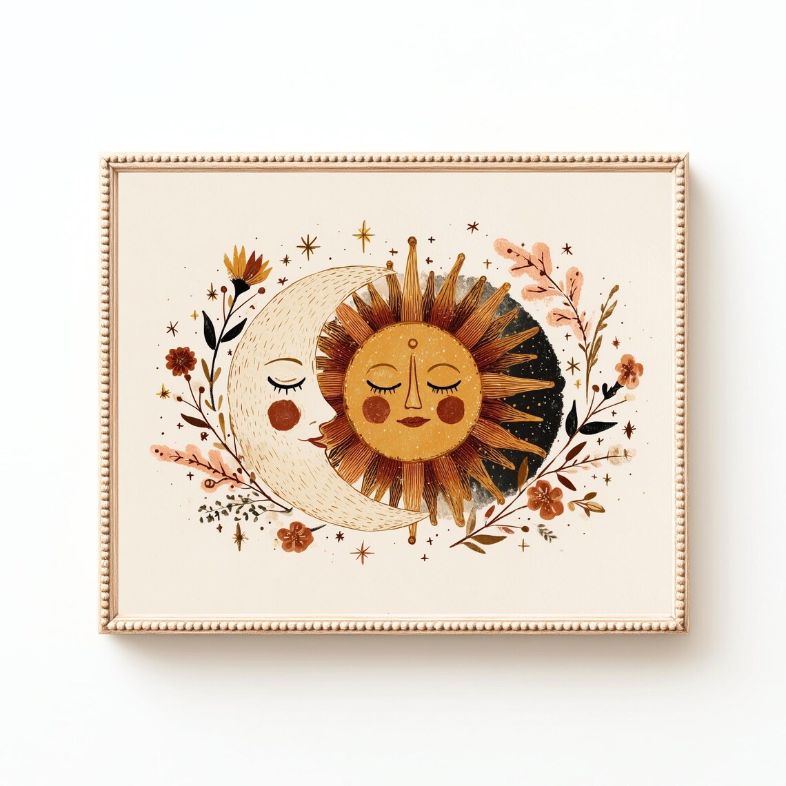 Celestial Sun And Moon Nursery Art Print