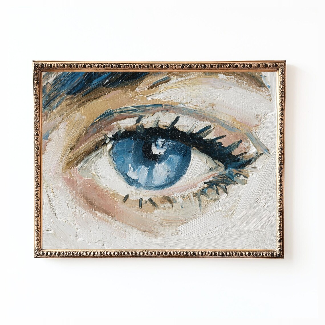 Blue Eye Close-Up Dramatic Impasto Oil Painting Romantic Wall Art