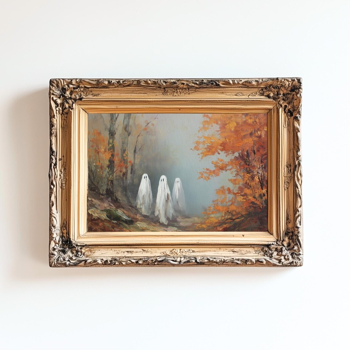 Vintage Halloween Antique Autumn Landscape Art Print