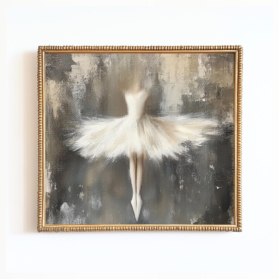 Abstract Ballerina in White Tutu Neutral Minimalist Art Print