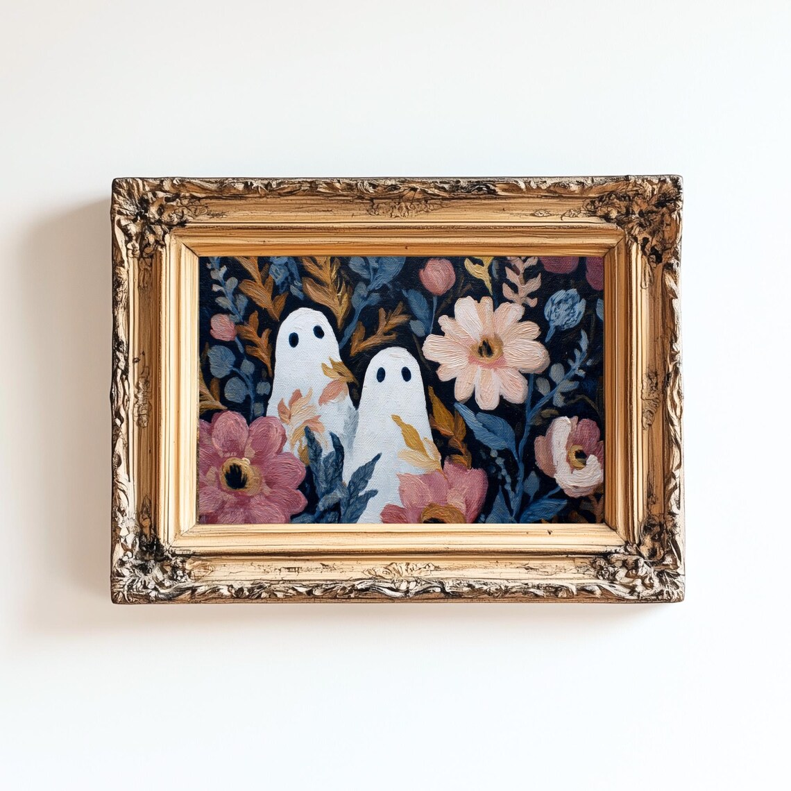 Floral Halloween Art Print, Vintage Folk Fall Decor