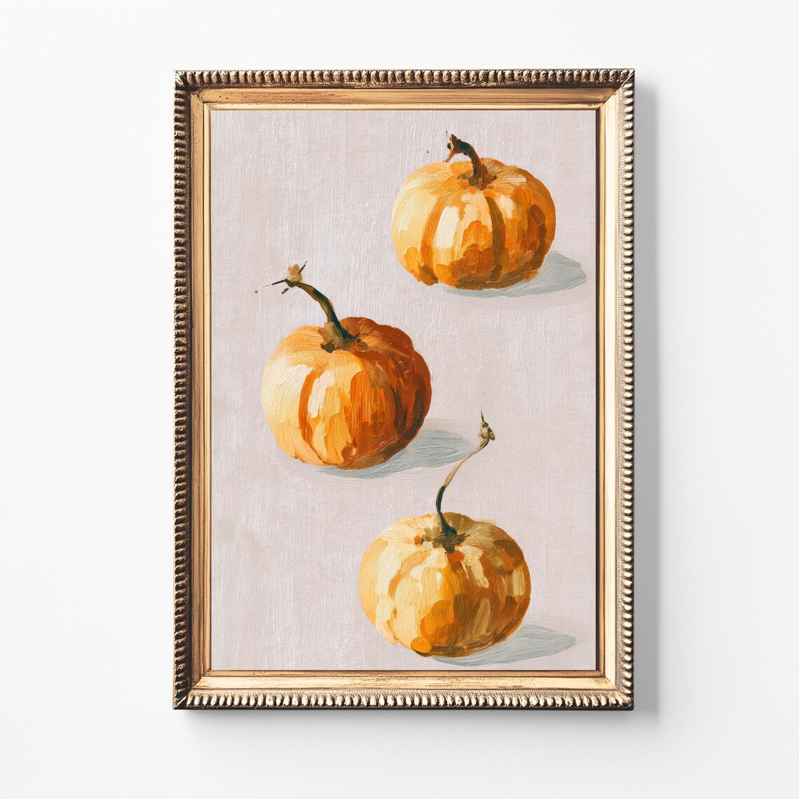 Neutral Pumpkin Painting, Vintage Farmhouse Poster