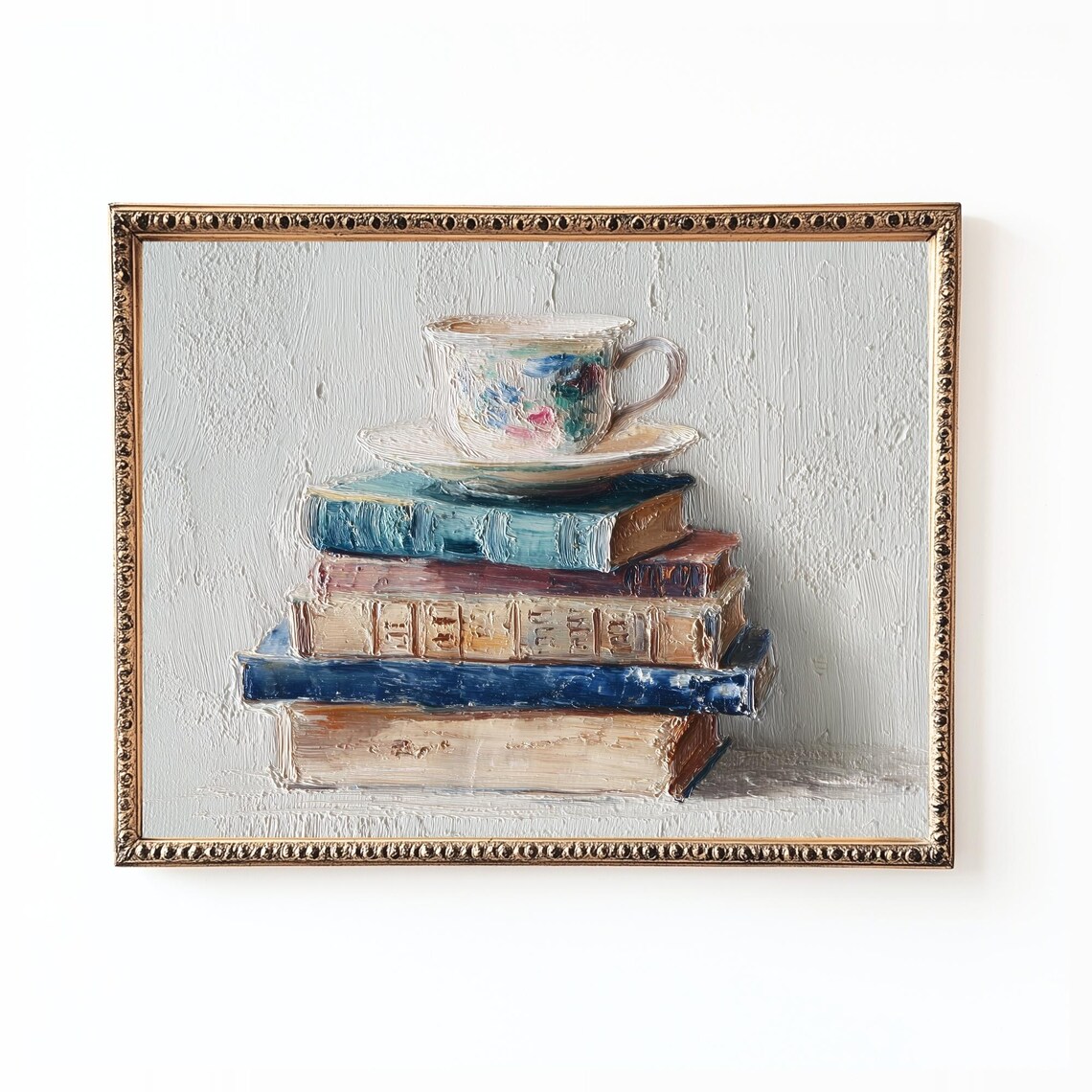 Vintage Teacup Still Life Art Print, Coffee Bar