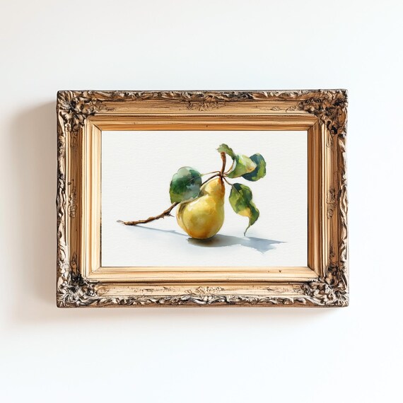 Pear Watercolor Kitchen Art Print, Farmhouse Botanical