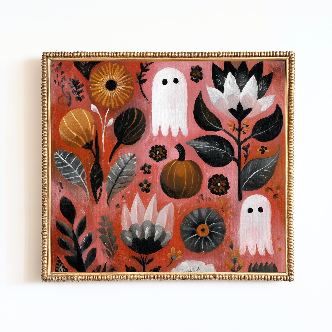 Floral Halloween Art Print Moody Vintage Fall Decor