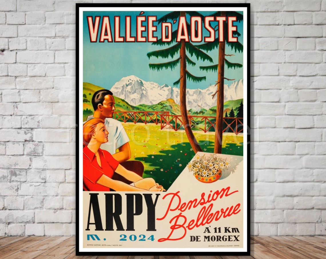 Arpy Pension Bellevue Vallee D Aoste Vintage Alpine Hotel Poster