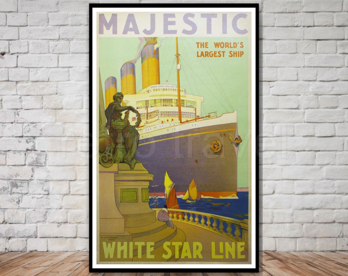 World's Largest Ship Vintage Travel Poster