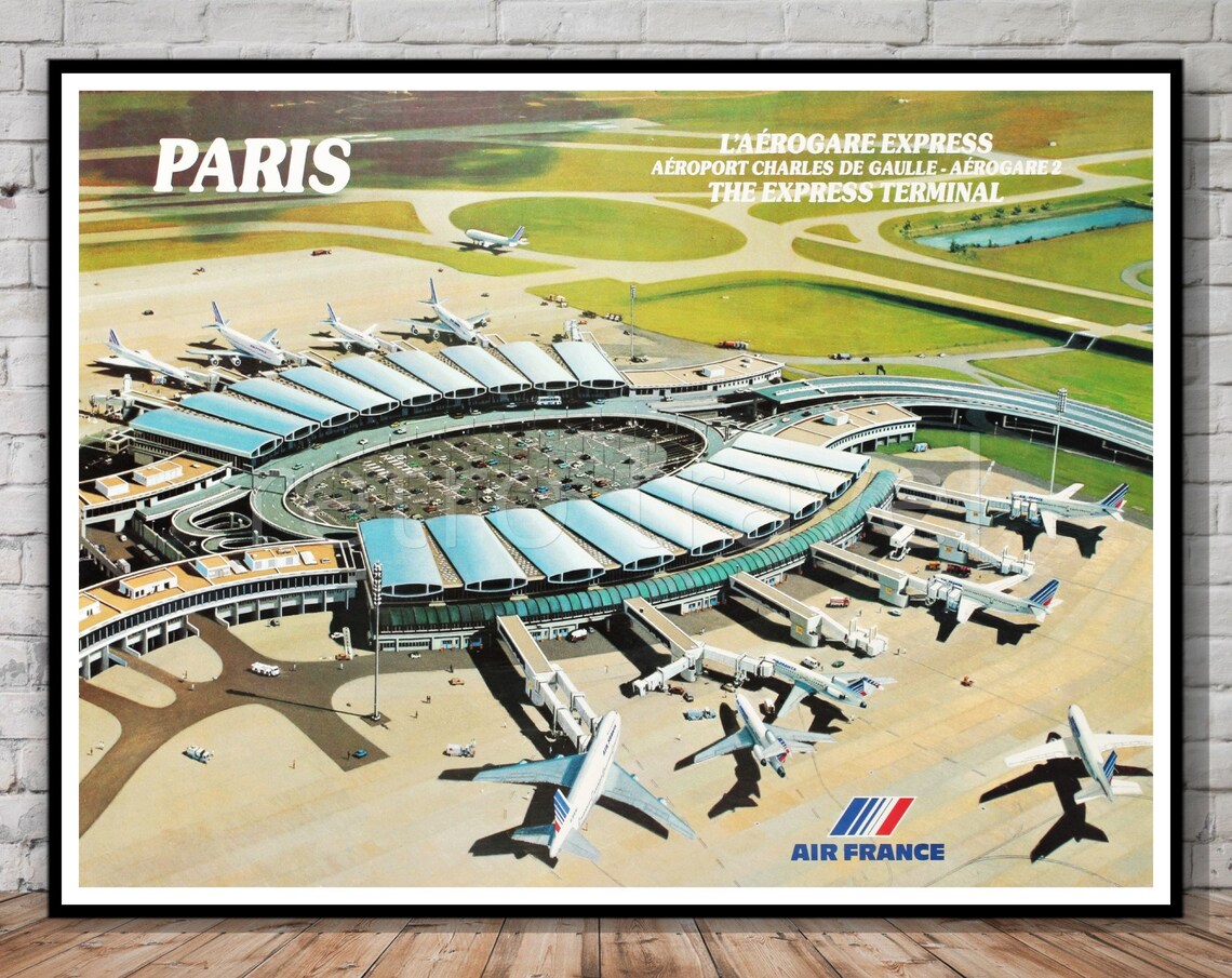 Paris Travel Poster, Retro Europe Travel Print