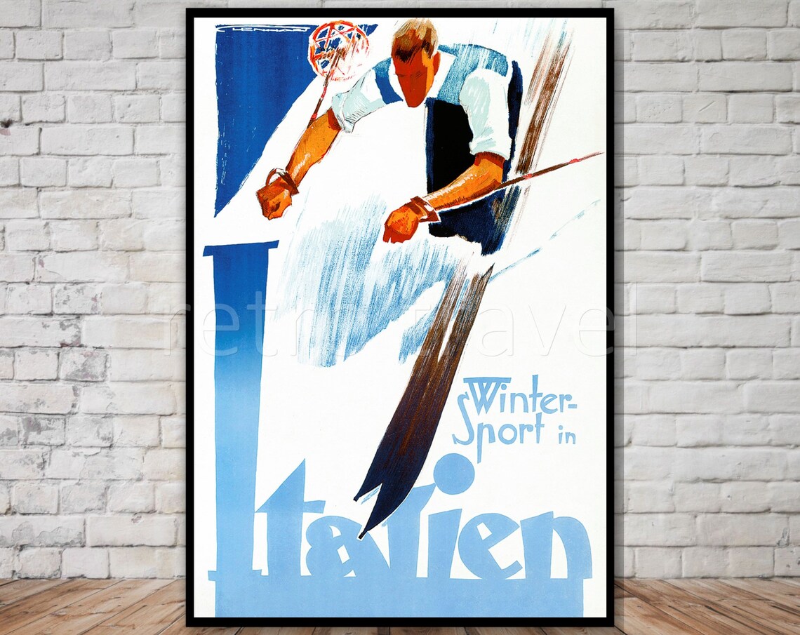 Italian Ski Poster, Vintage Travel Poster
