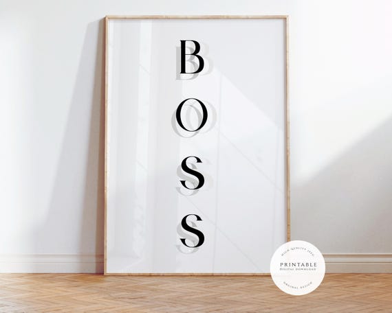 Boss Art Funny Quotes Home Decor Wall Art Minimalist Quotes Print Inspiring Wall Artoffice Wall Prints