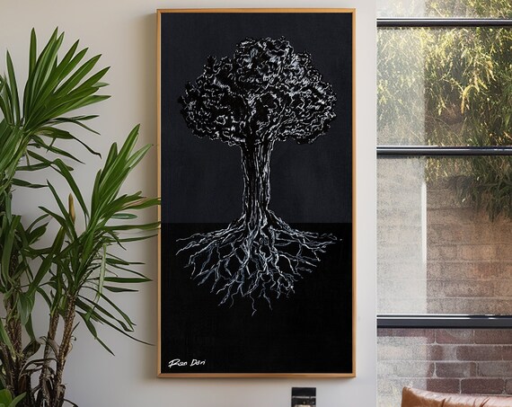Tree Art Painting Large Wall Art Print Black Art Tree Print Modern Painting Contemporary Art Living Room Wall Decor Abstract