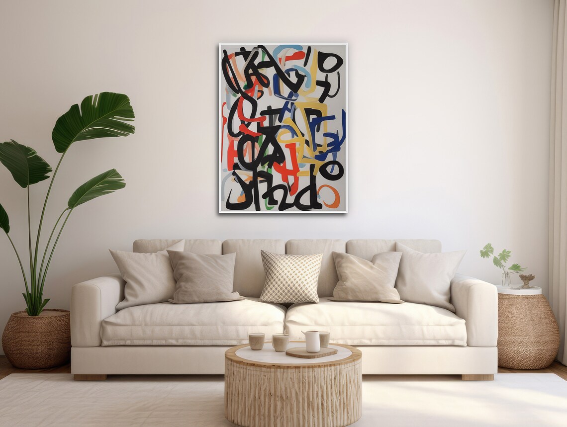 Colorful Abstract Wall Art Large Contemporary Line Art Framed Print Modern Abstract Expressionist Painting Notable 2 - Image 3