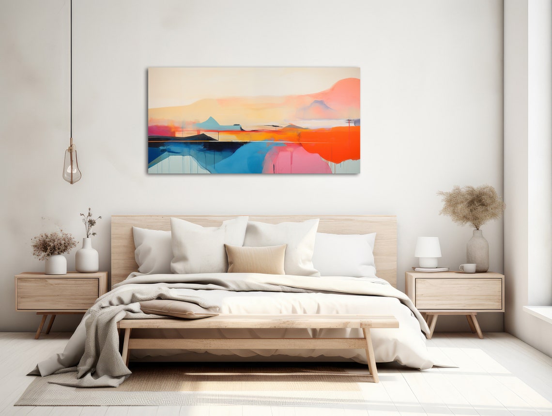 Abstract Landscape Painting Framed Print Large Modern Wall Art Minimal Contemporary Artwork Bold Color Abstract Terrain - Image 2
