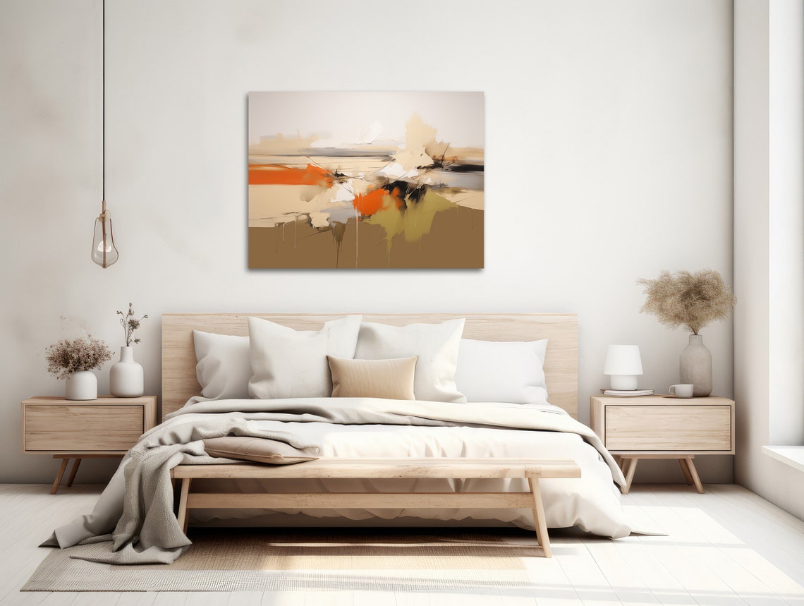 Abstract Desert Earth Tones Beige Orange Minimal Landscape Poster - Image 2
