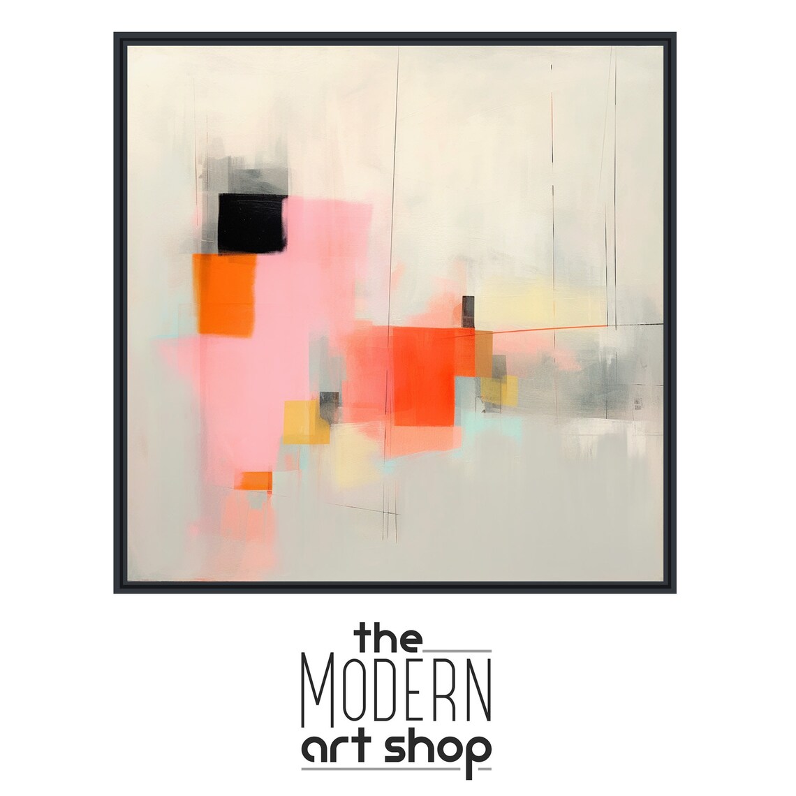 Abstract Minimal Wall Art Large Abstract Painting Framed Print Modern Expressionist Beige Pink Minimal Magic 1 - Image 4
